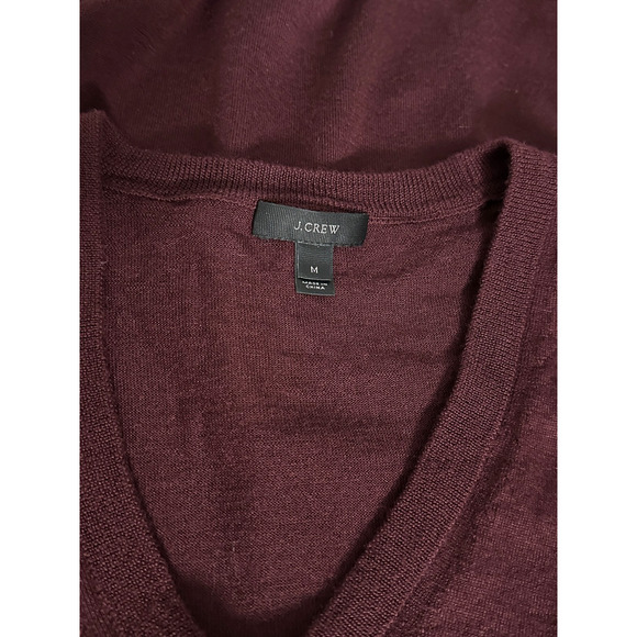 J Crew Women's Burgundy V Neck Tied Bell Sleeve Merino Wool Sweater Medium - Picture 7 of 8
